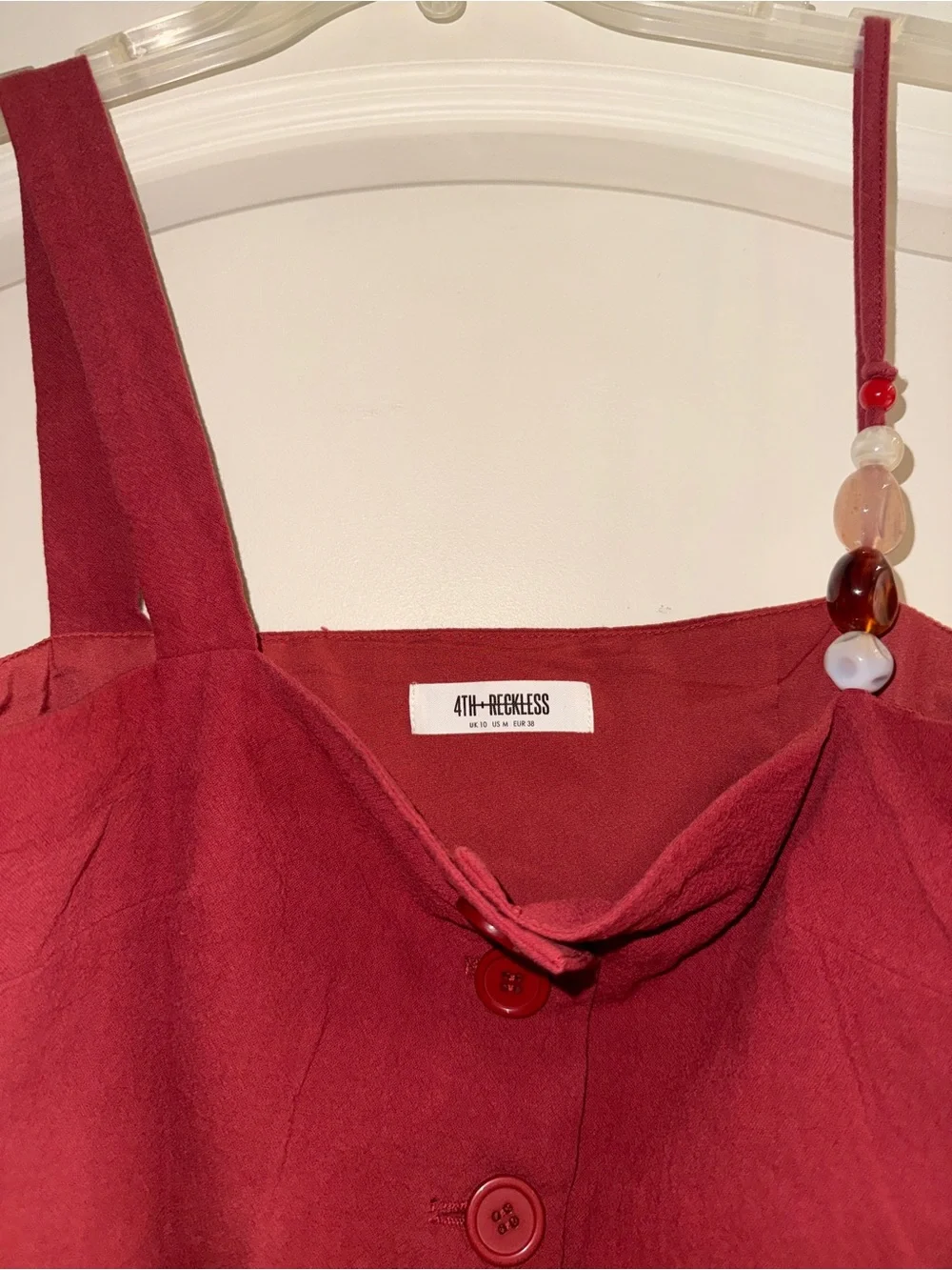 Red Women's Linen Blend High-Waist Pants with crop vested top set
